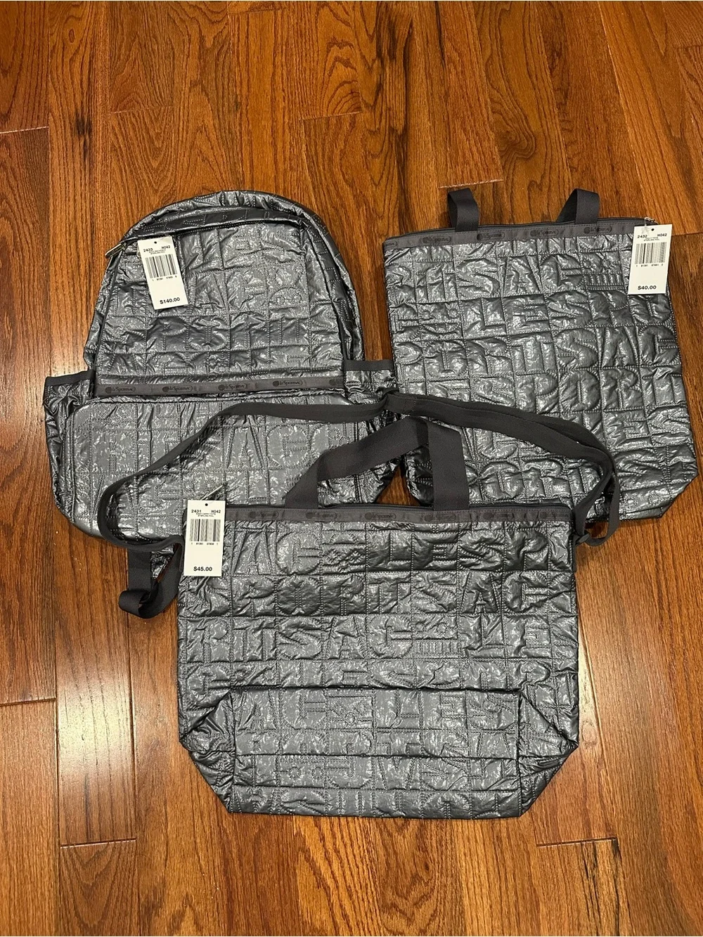 Lesportsac Lot of 3 bags NOHO Sterling Foil Quilted NWT